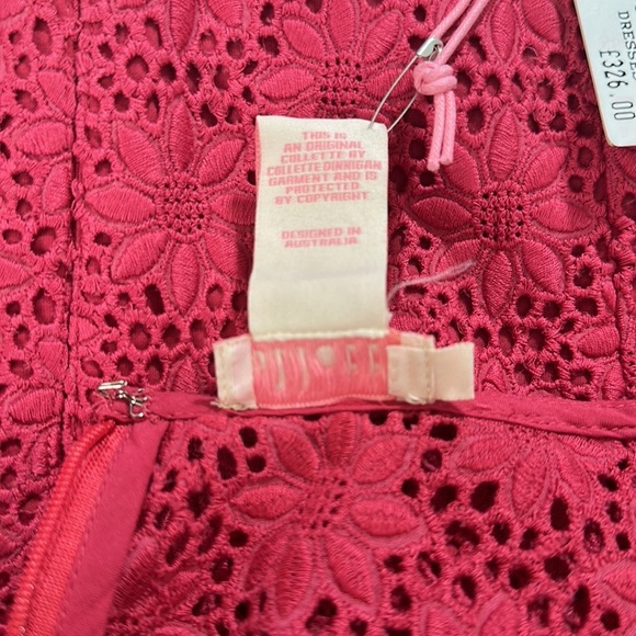 NWT. COLLETTE DINNIGAN Pink/Berry Short Day Lace Dress. Size L. - Picture 8 of 10